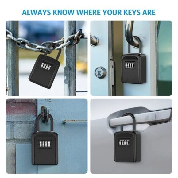 Resettable 4-Digit Combination Key Lock Box With Detachable Shackle -NEW - Picture 6 of 7